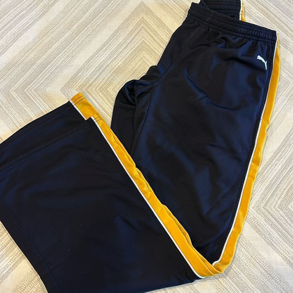 Puma Women’s Wide Leg Black & Gold Athletic Pants - Size M